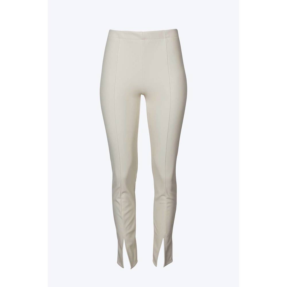 NEW GOLDIE LONDON high-rise vegan leather split-hem pants in ecru